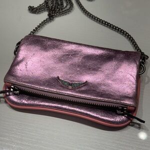 Zadig & Voltaire Pink Metallic Crossbody Bag with Chain Strap